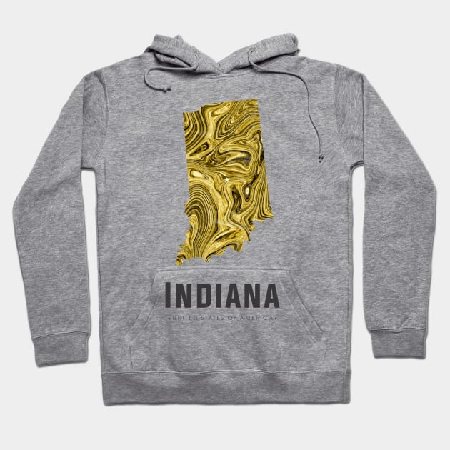 Indiana state map abstract gold Hoodie by StudioGrafiikka